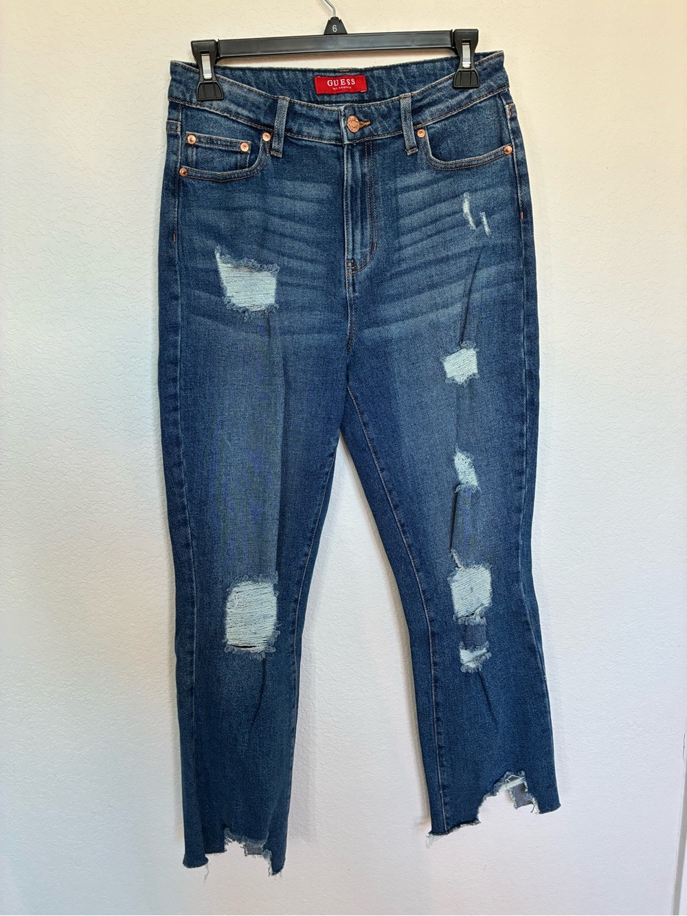 Guess Los Angeles Distressed Raw Hem Skinny Jeans Size 28
